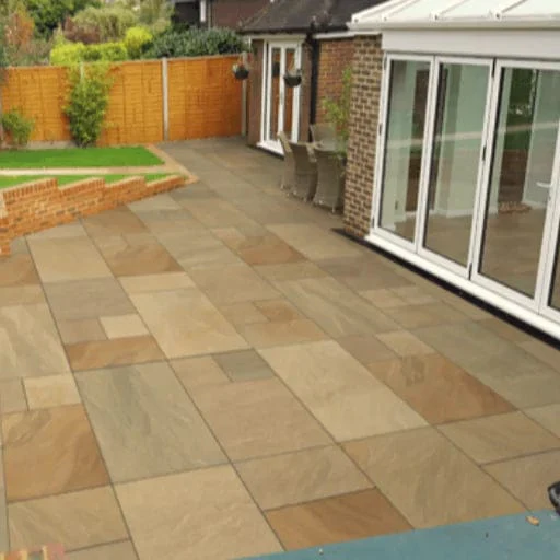 New Bradstone Rock Porcelain Paving slabs Sunset Buff