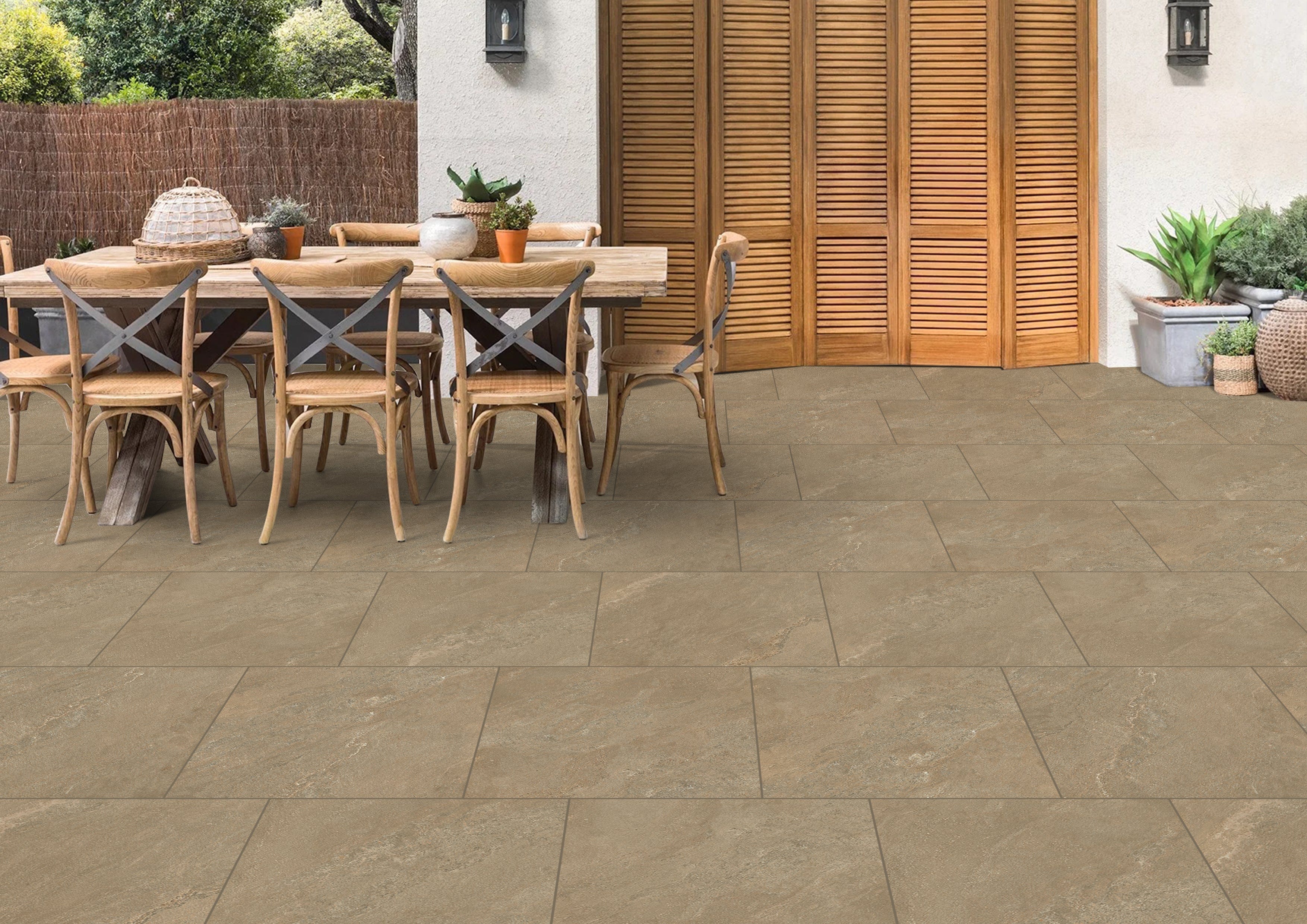 NEW Bradstone Upland Porcelain Paving Slabs In Chocolate