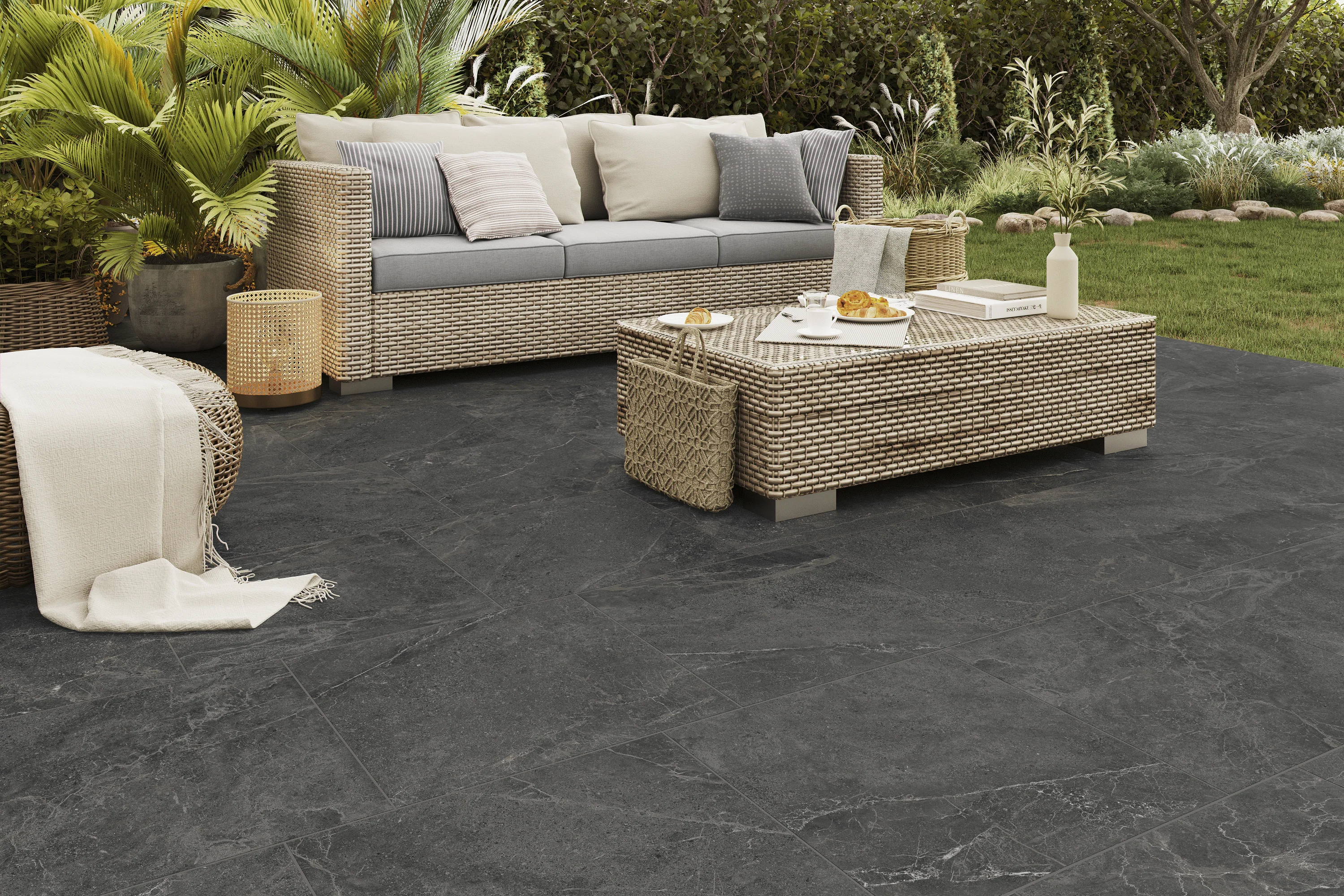 NEW Bradstone Vala Porcelain Paving Slabs In Anthracite