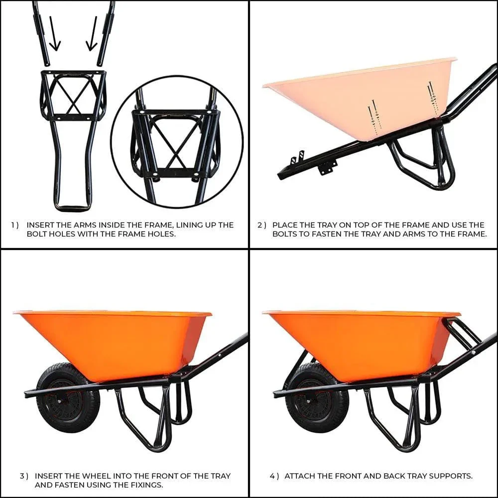 Vaunt Heavy Duty 100Ltr Plastic Tray Reinforced Wheelbarrow - Image 9