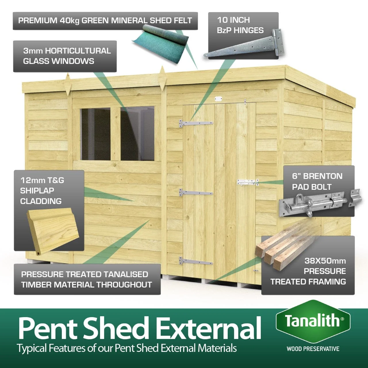 Pent Shed 4ft x 10ft - Image 8